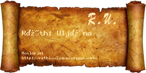 Réthi Uljána névjegykártya